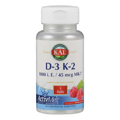 Supplementa Vitamin D-3 K-2 1000 i. E. / 45 mcg MK-7 ActivMelt Lutschtabletten, A-Nr.: 5598410 - 01