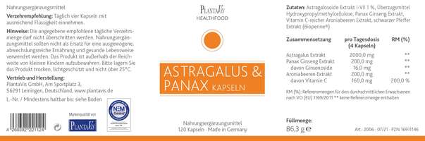 Astragalus und Panax Kapseln, A-Nr.: 5606345 - 02